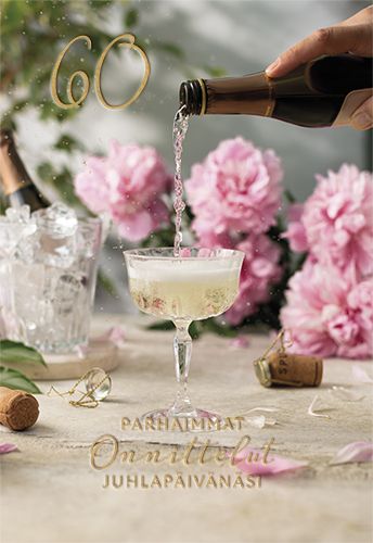 2-osainen onnittelukortti 60v