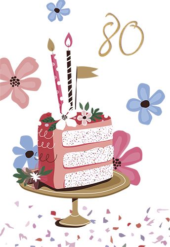 2-osainen onnittelukortti 80v