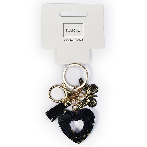 Avaimenperä sydän ja perhonen musta