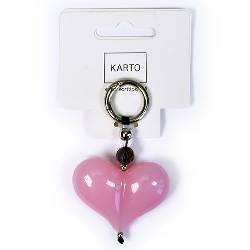 Avaimenperä sydän vaaleanpunainen