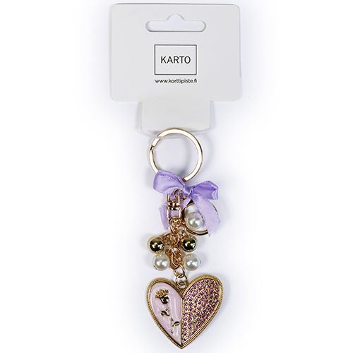 Avaimenperä sydän ruusu vaaleanpunainen