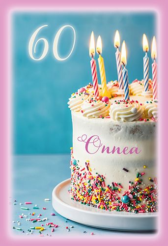 2-osainen onnittelukortti 60v