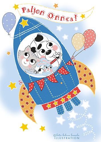 Postikortti lasten onnittelu Katri Kuusela