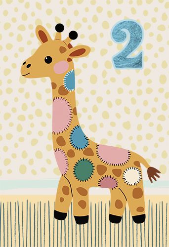 2-osainen onnittelukortti 2v