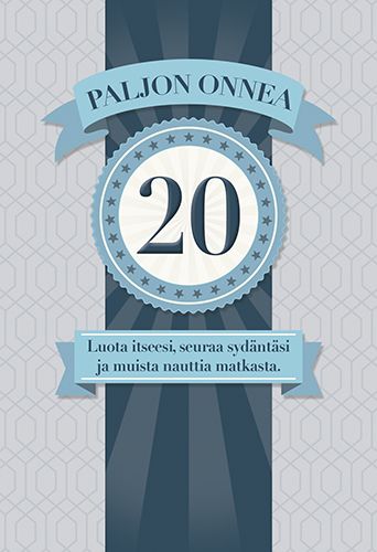 2-osainen onnittelukortti 20v