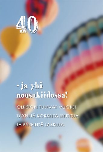 2-osainen onnittelukortti 40v