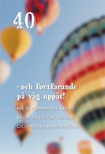 2-osainen onnittelukortti 40v ruotsinkielinen