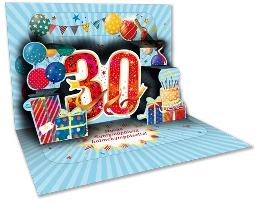 2-osainen onnittelu 30v