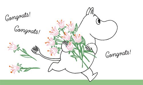 2-osainen rippikortti Muumi englanninkielinen