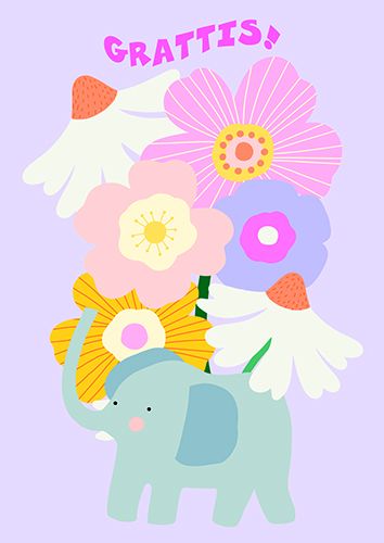 Postikortti lasten onnittelu Iisa Nuorttila ruotsinkielinen