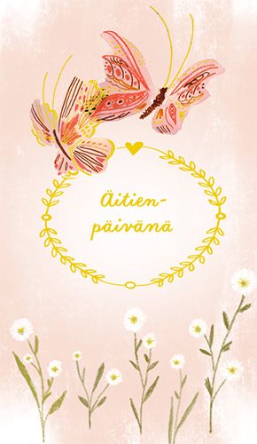 2-osainen äitienpäiväkortti Syöpäsäätiö Roosa nauha