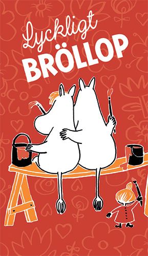 2-osainen hääkortti Muumi ruotsinkielinen