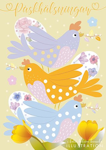 Pääsiäiskortti ruotsinkielinen Katri Kuusela