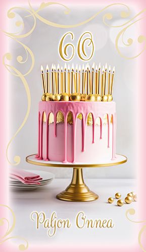 2-osainen onnittelukortti 60v