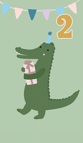 2-osainen onnittelukortti 2v