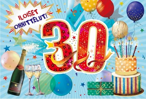 2-osainen onnittelu 30v