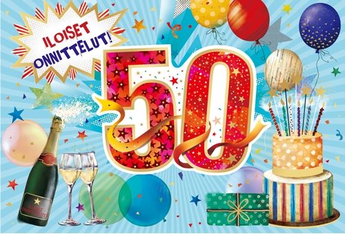 2-osainen onnittelu 50v